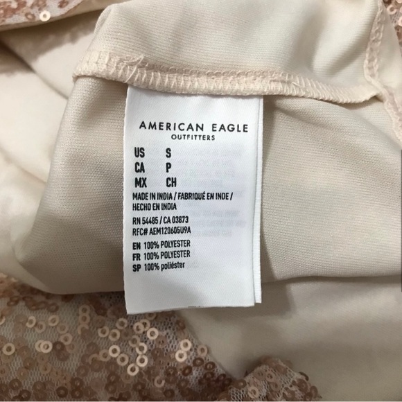 AMERICAN EAGLE ROSE GOLD SEQUIN TANK SMALL COWL HOLIDAY PARTY PINK GOLDEN S - Picture 4 of 4